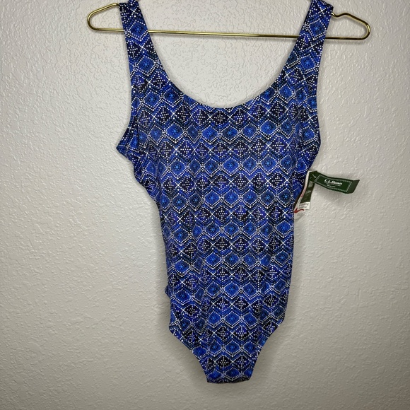NWT Women's LL Bean one pice swimblock  swimwear Blue  size 12 R - Picture 5 of 9